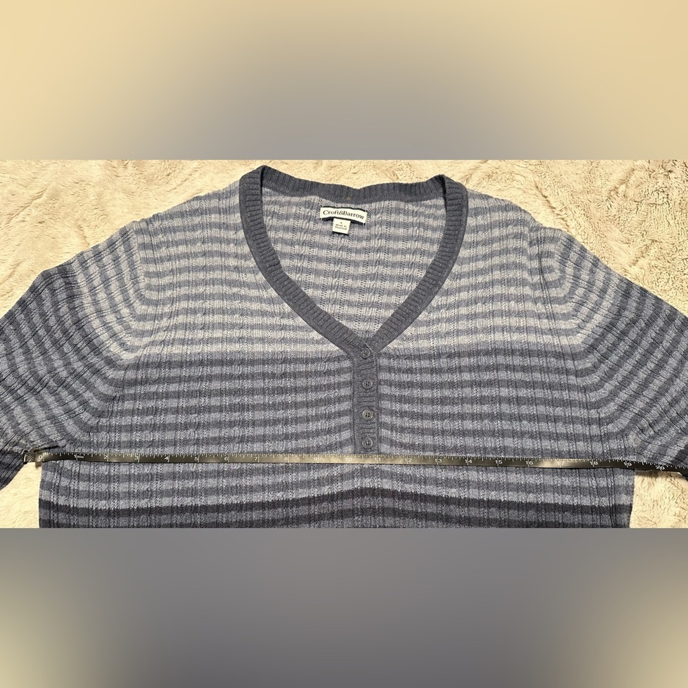 Croft & Barrow V Neck Striped Knit Sweater - Picture 2 of 8